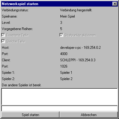 Netzwerkspiel-Server-Dialog